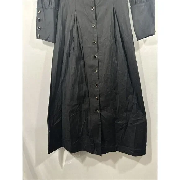NWT $278 Reformation [‎ 2 ] Halia Long Sleeve Button-Up Dress in Black - Picture 10 of 15